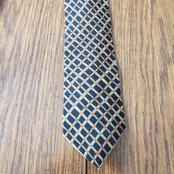 Cocktail Collection Beer As Seen Under The Microscope Gold and Blue Silk Tie - Picture 1 of 4